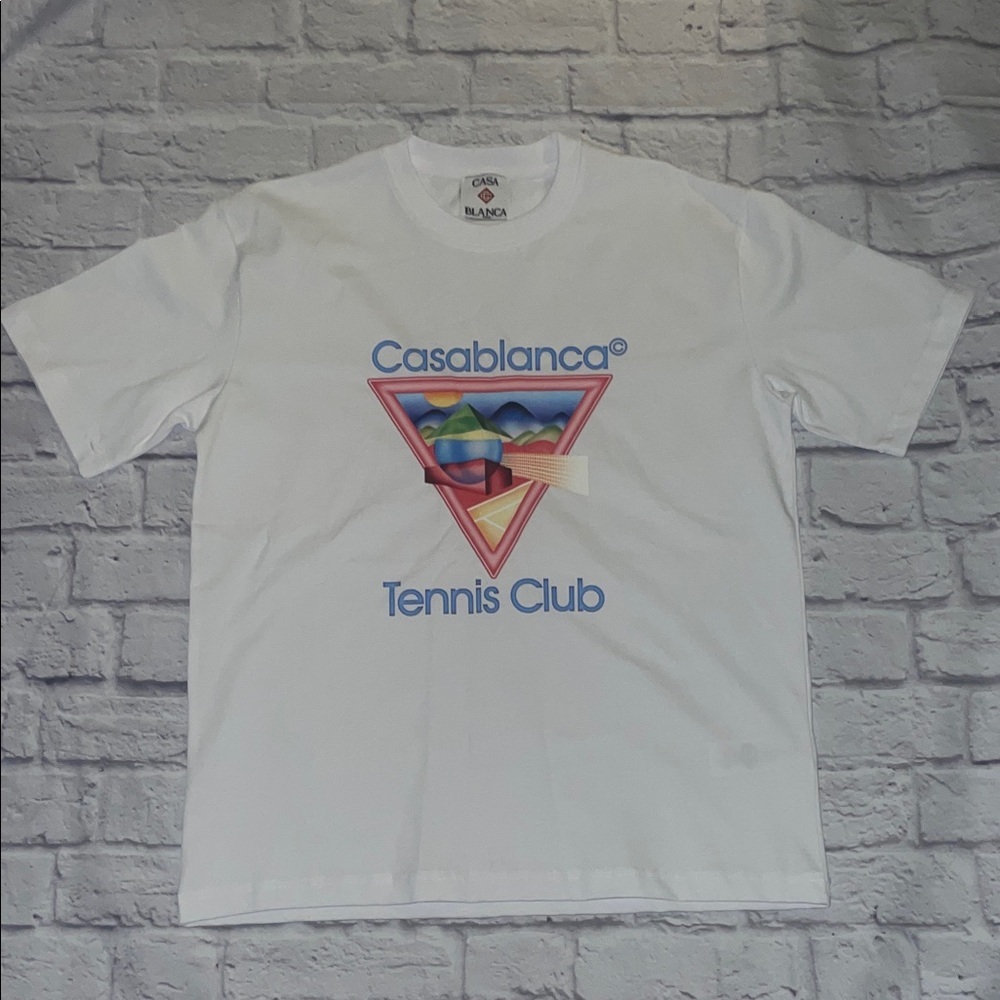 Casablanca Tennis Club Graphic white T-Shirt for Mens Size Medium/m blue red